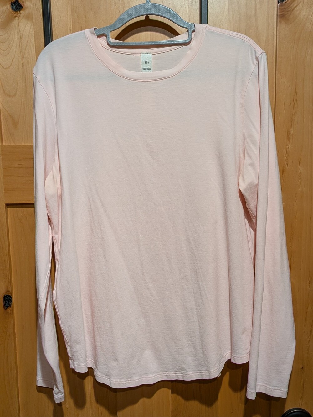 Lululemon Love Long Sleeve Oversized Crew Neck Cotton Tee Light Pink Sz 12